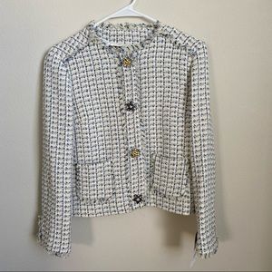 NWT Zara Tweed Blazer with Gem Buttons Size S